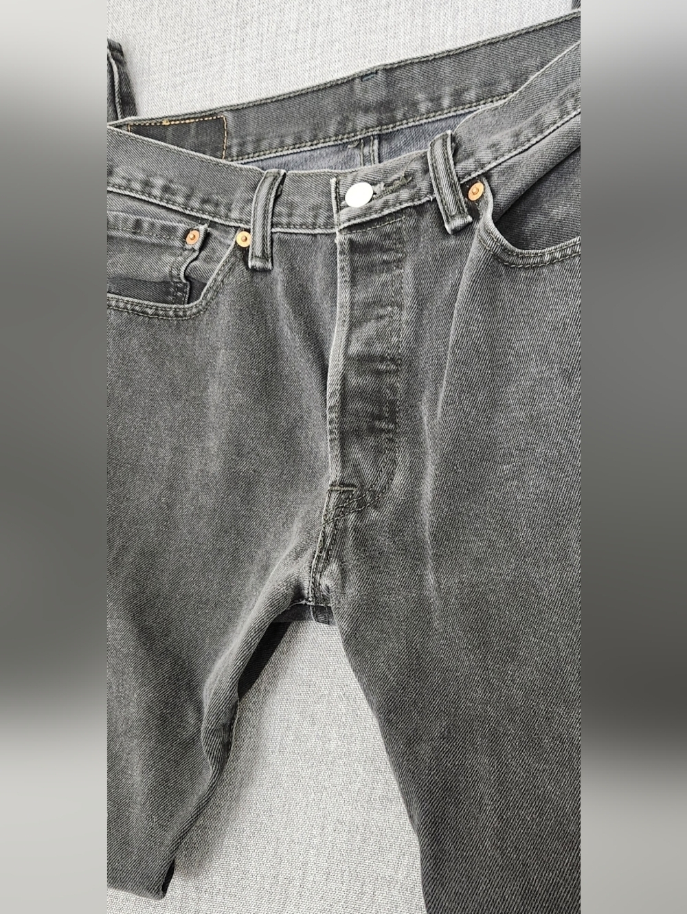 Levi's  501 Button Fly 100% Cotton Black Distressed Denim Jeans 32 ×32 - Picture 2 of 12